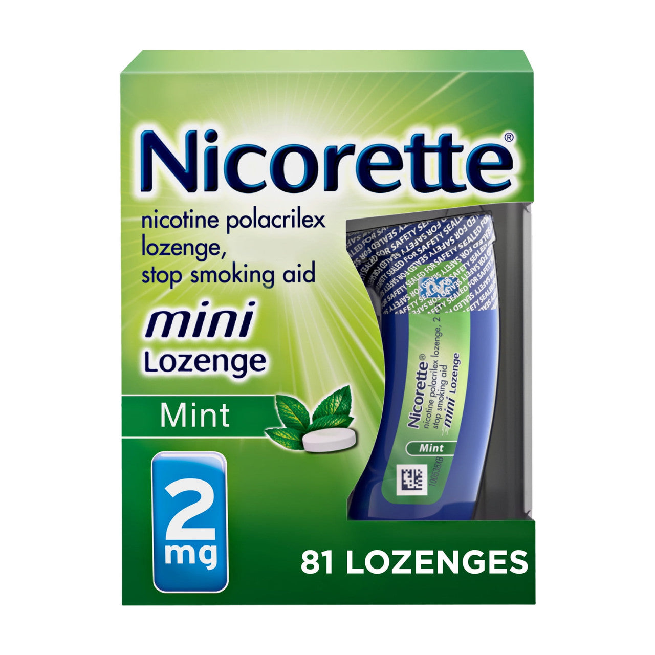 Nicorette Mini Lozenges To Stop Smoking Aid 2mg Mint Flavor, 81 Ea